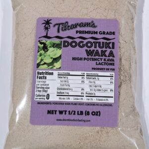 Tikaram’s Kava Root Powder, Premium Grade Fiji Dogotuki Waka, Nobel Strain, High Potency Lactone, 1/2 Pound (8oz)