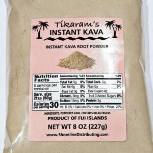 Tikaram’s Instant Kava Powder, Fiji Waka, Noble Kava Root, 1/2 lb (8oz)